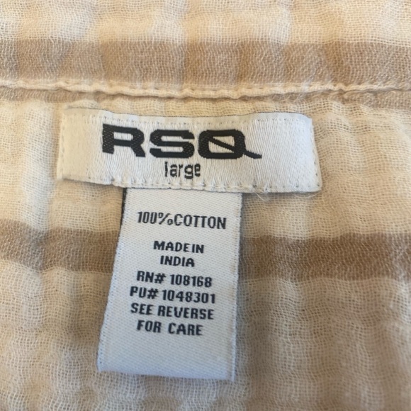 RSQ Beige Striped Button Down Shirt - Picture 5 of 9